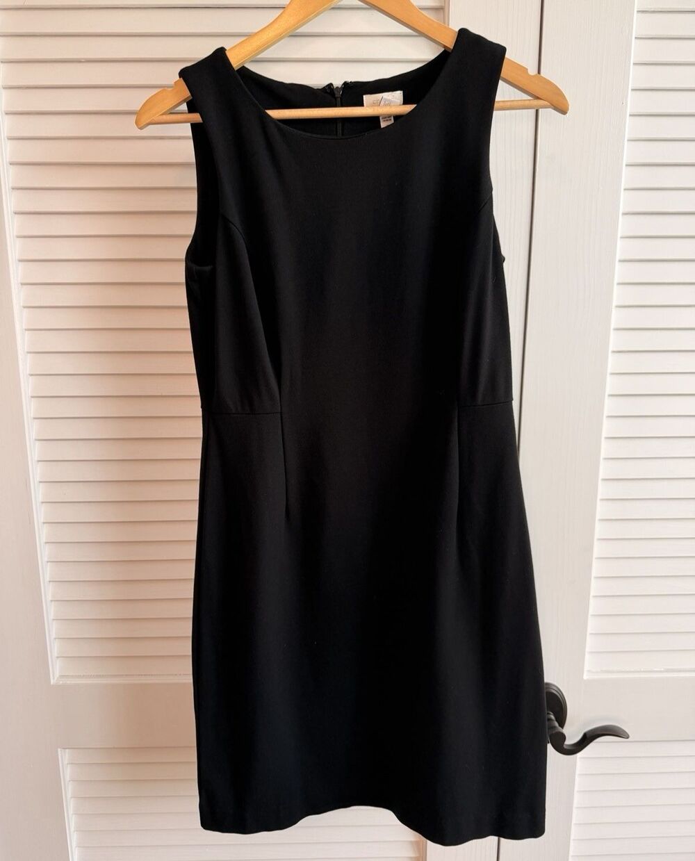 Chicos Black Ponte Sheath Dress Womens Size 0 S Sleeveless Career Stretch